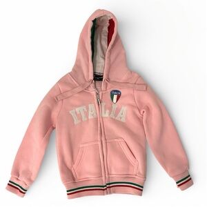 Italia  Girl’s Pink Soccer Hoodie Jacket Size 3/4 New! Fleece lined